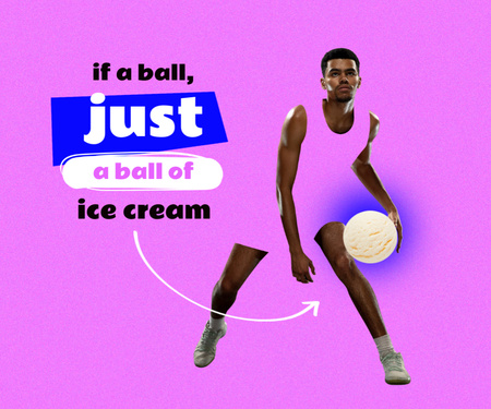 Ontwerpsjabloon van Medium Rectangle van Athlete holding Ice Cream Ball
