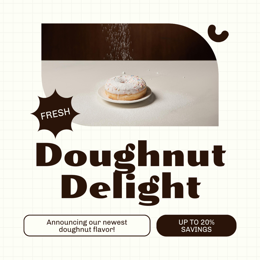 Fresh Sweet Doughnut on Plate Instagram AD Πρότυπο σχεδίασης