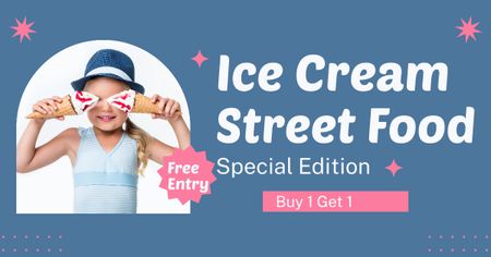 Little Girl with Yummy Ice Cream Facebook AD Design Template