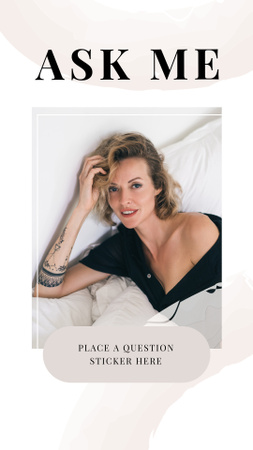 Question Form with Attractive Woman in white Instagram Story Design Template