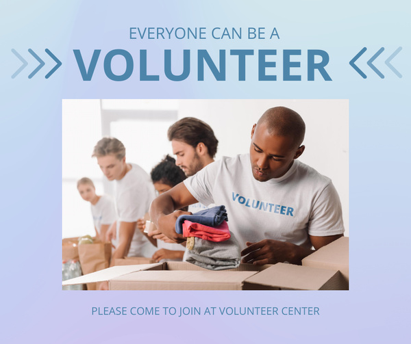 Volunteer center motivational blue