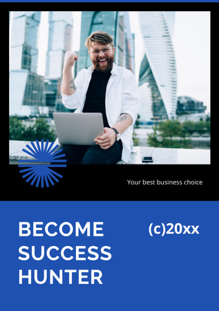 Szablon projektu Business Conference announcement with happy Man Flyer A7