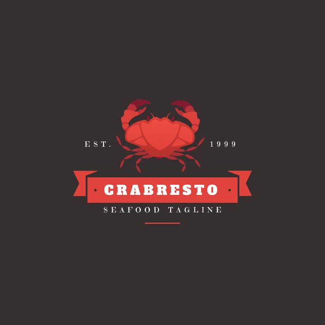 Crab Seafood Restaurant Emblem Logo Design Template