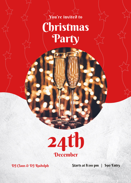 Plantilla de diseño de Christmas Party Announcement with Festive Garland Invitation 