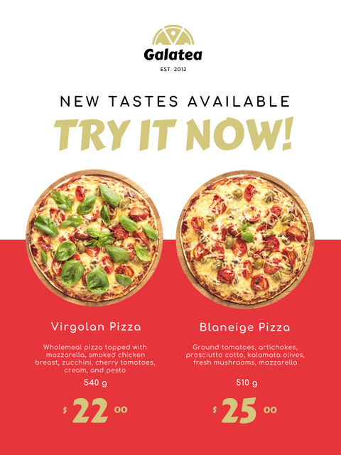 Italian Restaurant Promotion with Pizza Ad Poster US Πρότυπο σχεδίασης