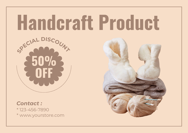 Szablon projektu Handcraft Knitted Products With Discount Card