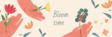 Platilla de diseño Hands with Spring Flowers Twitter