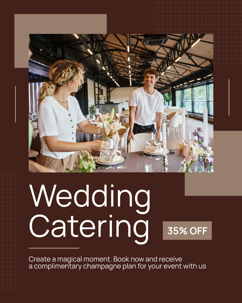 Wedding Catering with Chic Serving and Decor Instagram Post Vertical Πρότυπο σχεδίασης
