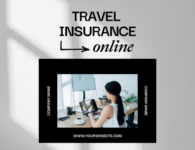 Travel Insurance Offer with Woman in Office Flyer 8.5x11in Horizontal Πρότυπο σχεδίασης