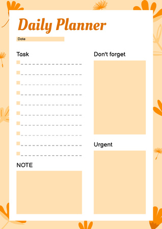 Template di design Daily Notes with Orange Flowers Schedule Planner