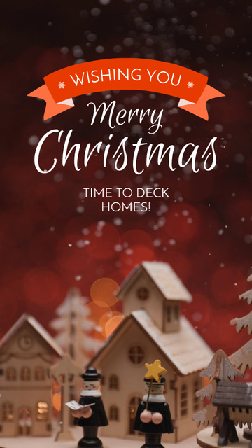 Warm Christmas Wishes with Cute Snowy Toy Town TikTok Video Design Template