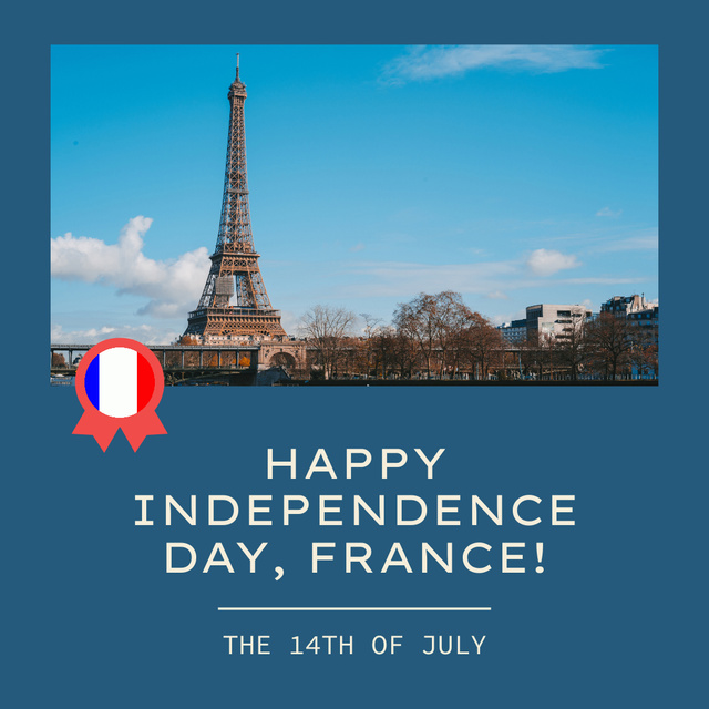 Patriotic Celebration of France Independence Day Instagram Tasarım Şablonu