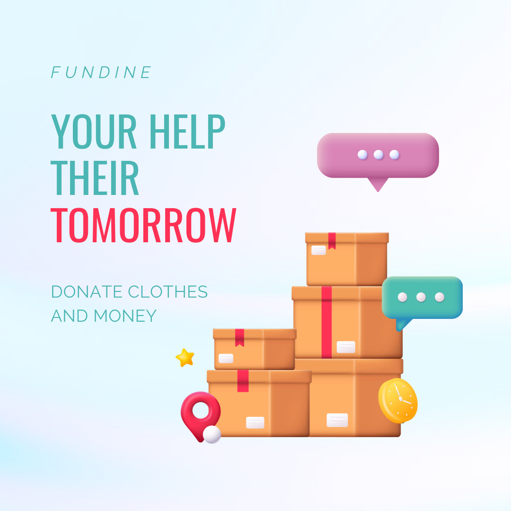 Donation Motivation with 3d Boxes Instagram Πρότυπο σχεδίασης
