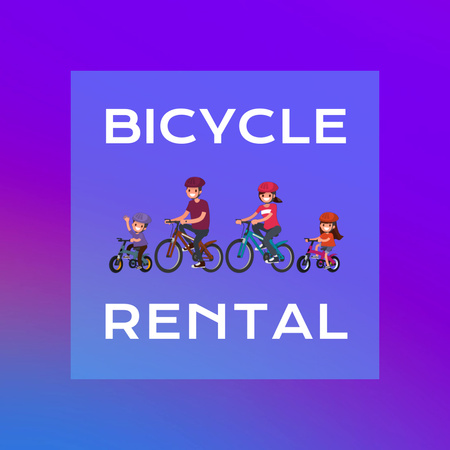 Gyerekkerékpár-kölcsönzés boldog gyerekekkel Animated Logo tervezősablon