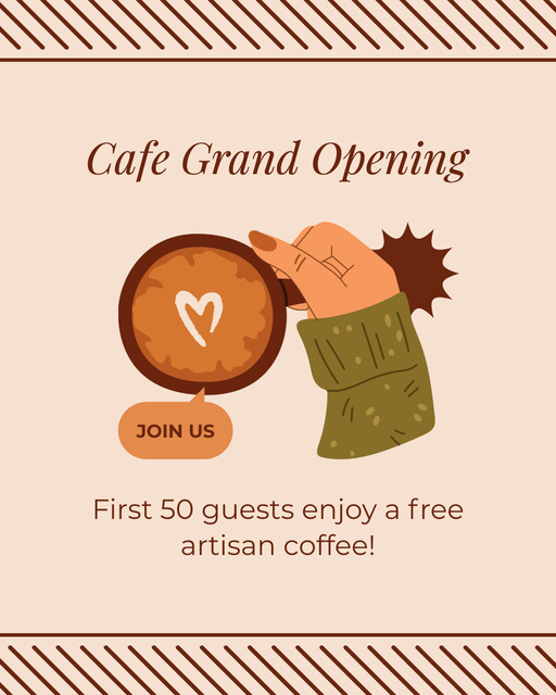 Cafe Opening Occasion With Bold Coffee Drinks Instagram Post Vertical – шаблон для дизайна