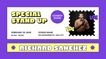 Platilla de diseño Special Stand-up Show Announcement with Man on Stage FB event cover