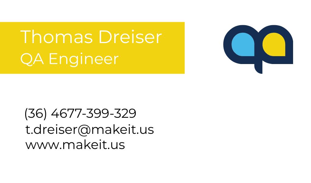 QA Engineer Services Offer Business card Modelo de Design