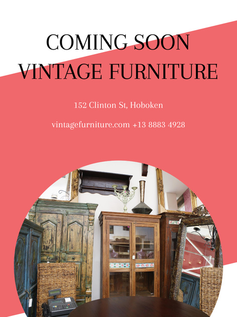 Vintage Furniture Shop Ad Antique Cupboard Poster US Design Template