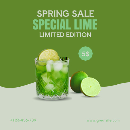 Spring Sale Lime Drink Animated Post Design Template