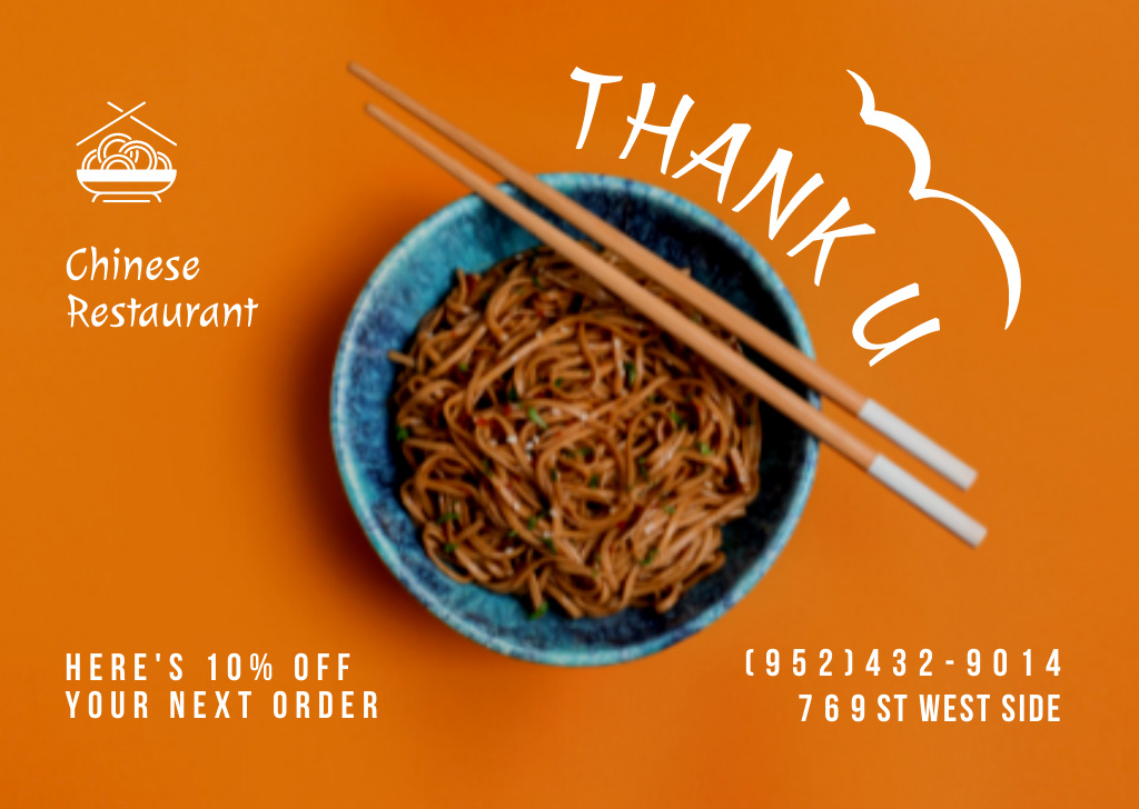 Chinese Restaurant Ad with Noodles Card Šablona návrhu