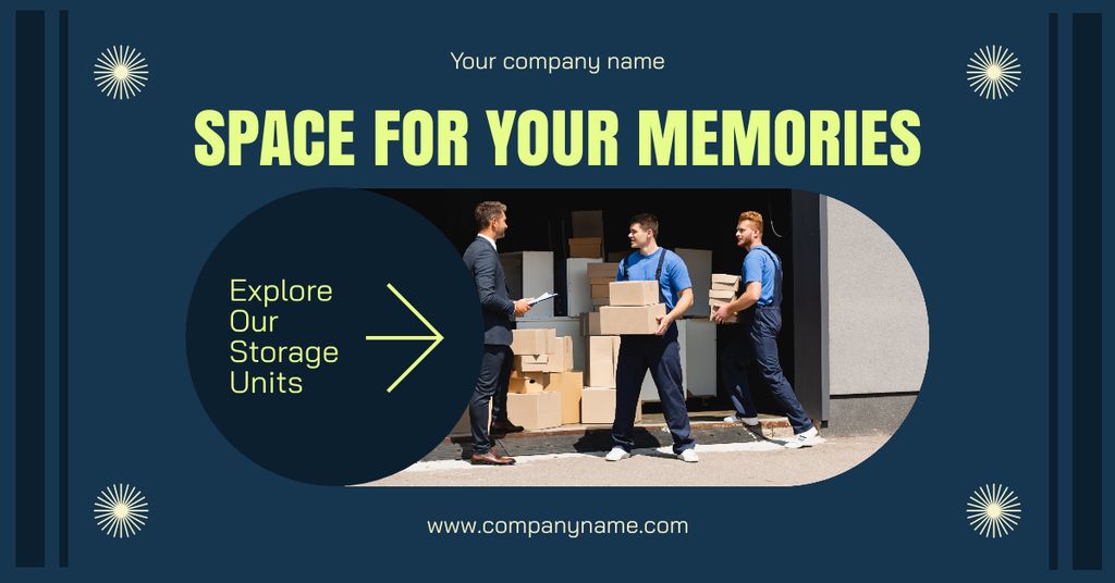Offer of Storage Services with Delivers with Boxes Facebook AD Πρότυπο σχεδίασης