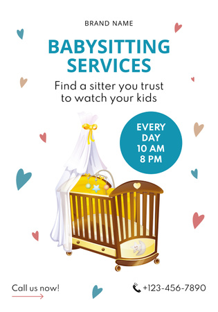 Babysitting Services Offer Poster 28x40in Šablona návrhu