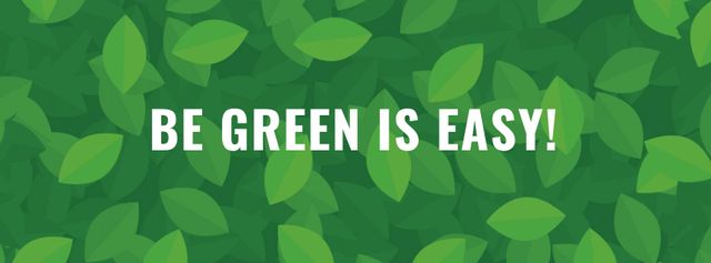 Plantilla de diseño de Eco Concept on Green Leaves Pattern Facebook cover 