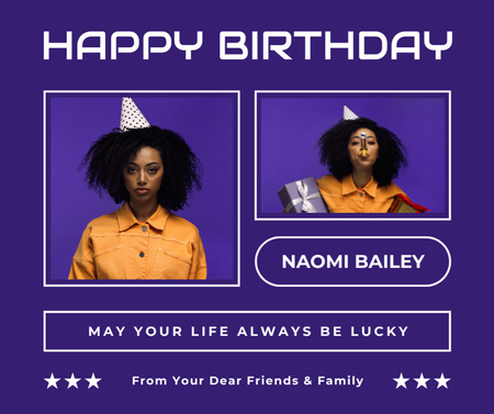 Коллаж с днем рождения красивой афроамериканке Facebook – шаблон для дизайна