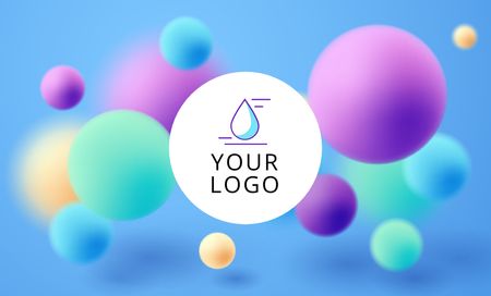 Image of Company Emblem on Colorful Circles Pattern Business Card 91x55mm – шаблон для дизайна