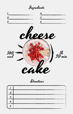 Template di design passi di cottura torta di formaggio Recipe Card