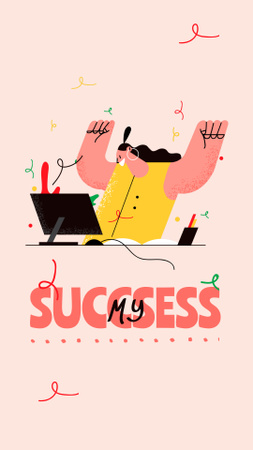 Girl Power Inspiration with Happy Woman on Workplace Instagram Story Design Template