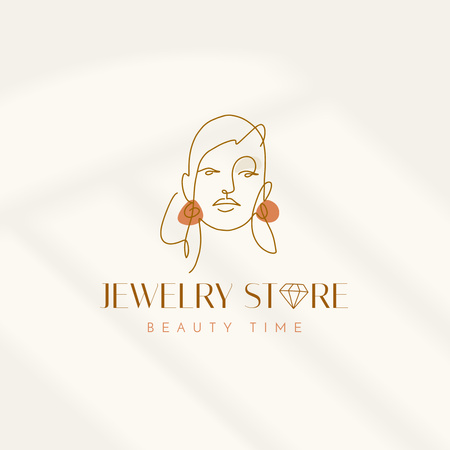 Jewelry Collection Announcement with Female Portrait Logo 1080x1080px tervezősablon