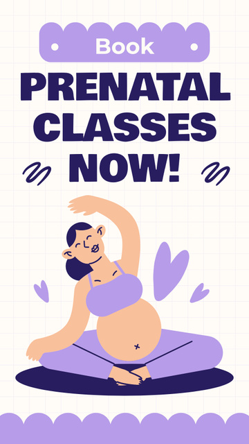 Announcement of Prenatal Classes with Cute Pregnant Woman Instagram Story Design Template