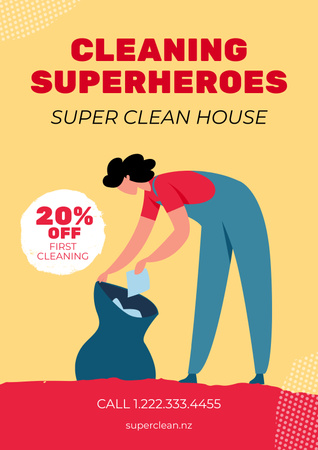 House Cleaning Services Discount Offer Poster Design Template