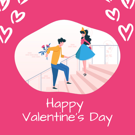 Cute Couple of Lovers Animated Post Design Template
