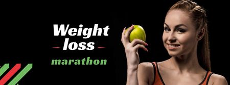Weight Loss Marathon Ad with Woman holding Apple Facebook cover Design Template