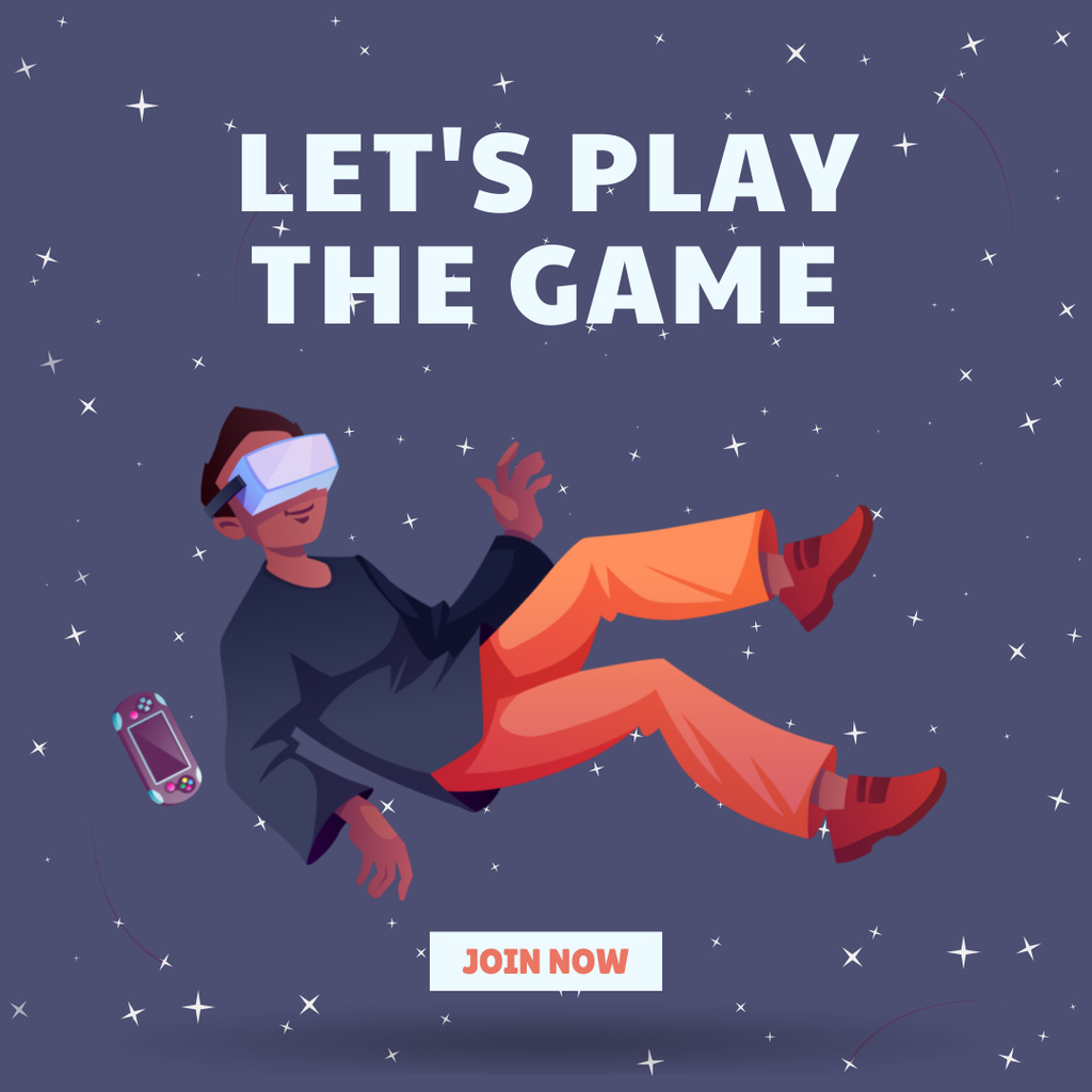 Designvorlage Young Man Wearing Virtual Reality Glasses für Instagram