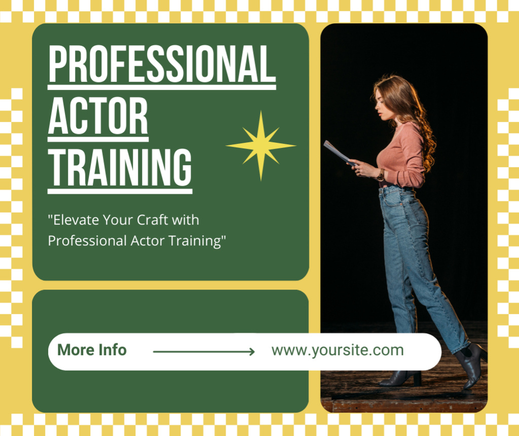 Ontwerpsjabloon van Facebook van Professional Acting Training with Beautiful Actress