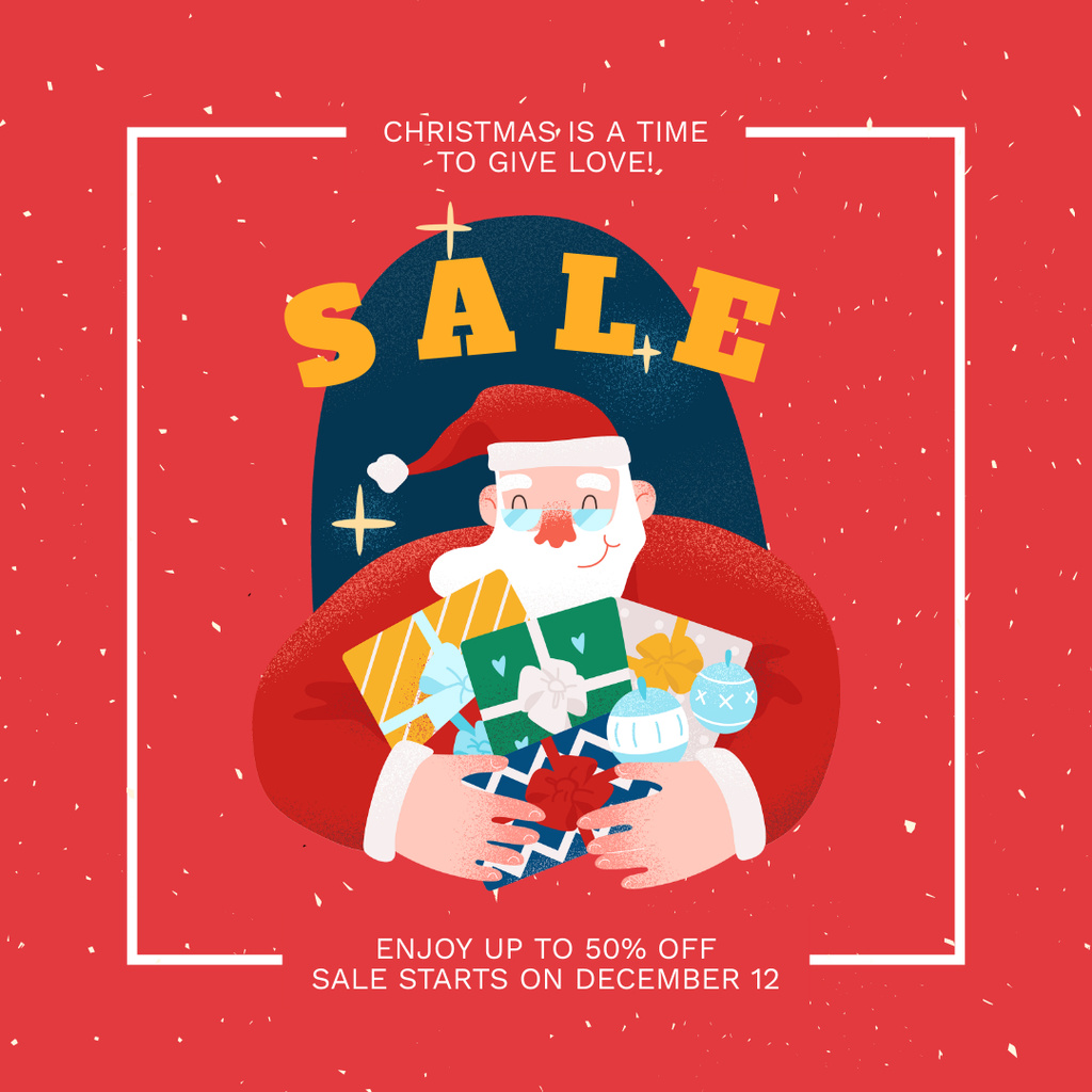 Festive Christmas Sale with Happy Santa Instagram tervezősablon