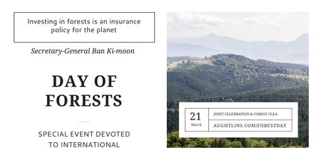 Template di design International Day of Forests Event with Scenic Mountains Twitter
