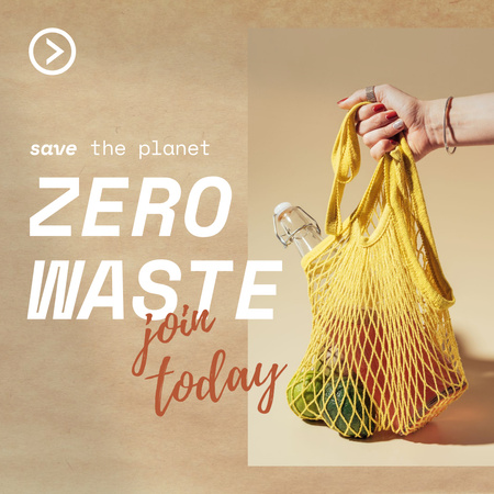 Zero Waste Concept with Fruits in Eco Bag Instagram Tasarım Şablonu
