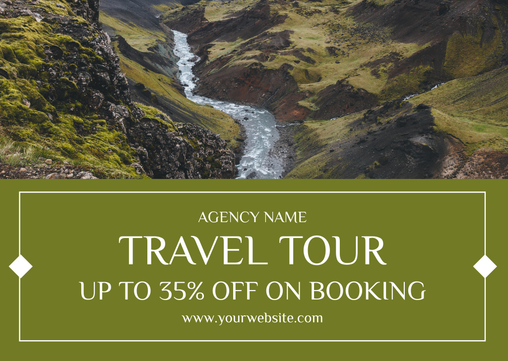 Platilla de diseño Travel Tour to Beautiful Landscapes Card