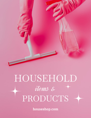 Offer of Household Products in Pink Poster 8.5x11in – шаблон для дизайна