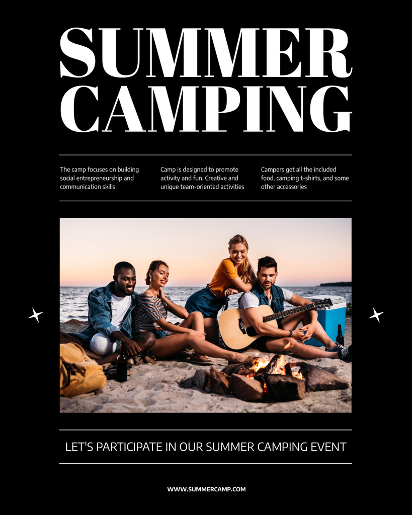 Platilla de diseño Exquisite Summer Camp For Friends Relaxing Together Poster 16x20in