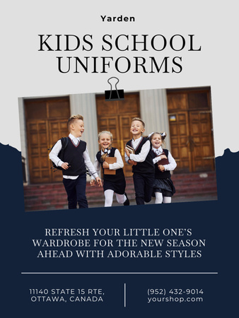 Offer of School Uniforms for Kids with Pupils near School Poster US Design Template