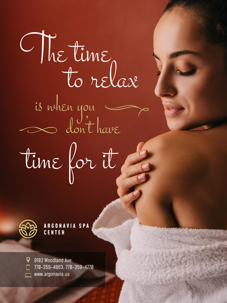 Plantilla de diseño de Salon Ad with Woman Relaxing in Spa Poster US 