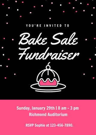 Charity Bake Sale with Yummy Cake Invitation – шаблон для дизайну