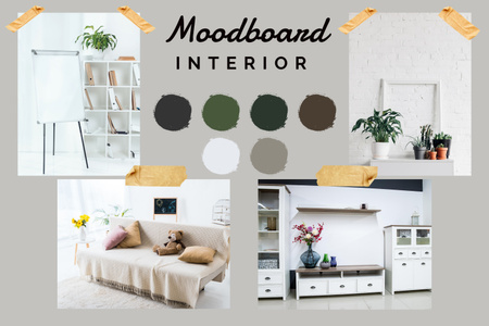 Interior Photos on Sticky Tape Mood Board Design Template