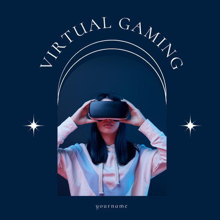 Designvorlage Girl in Virtual Reality Glasses für Instagram AD