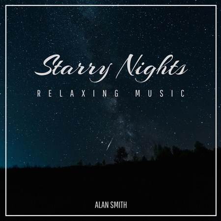Relaxing Music Ad with Starry Night Landscape Instagram Modelo de Design